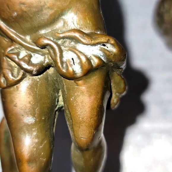 Pair Of Vintage Beautiful Bronze Signed Asian Cherub Sculptures - Picture 10 of 15